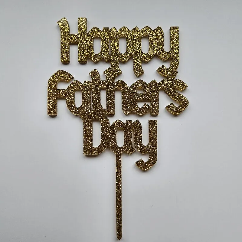 Multi-line cake topper with 'Happy Fathers Day' text